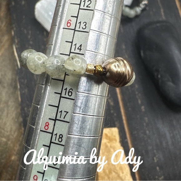 Charms Handmade beaded bohemian ring band labradorite - Picture 2 of 2